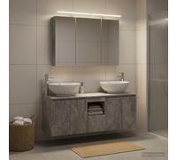 Ziaphsol Ensemble d'armoire de Salle de Bain 4 pièces Gris béton mobilier Moderne avec éclairage LED pour Rangement Mural et Espace optimisé pour Chambre, Salon ou entrée