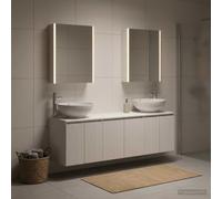 Ziaphsol Ensemble d'armoire de Salle de Bain 5 pièces Blanc en Bois d'ingénierie avec miroirs Lumineux LED pour Rangement Moderne, idéal pour Salle de Bain, Chambre ou entrée
