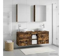 Ziaphsol Ensemble d'armoire de Salle de Bain 5 pièces en Bois d'ingénierie avec éclairage LED intégré, Meuble Mural Moderne pour Rangement Pratique dans Chambre, Salle de Bain ou entrée