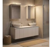 Ziaphsol Ensemble d'armoire de Salle de Bain Blanc avec miroirs LED, Meubles muraux en Bois d'ingénierie, Grand Espace de Rangement, idéal pour Chambre, Salle de Bain ou entrée Moderne