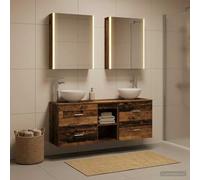 Ziaphsol Ensemble d'armoire de Salle de Bain en Bois Ancien 5 pièces avec éclairage LED, Meuble Mural, Rangement Moderne pour Chambre, Salon, Cuisine ou entrée
