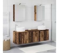 Ziaphsol Ensemble d'armoire de Salle de Bain en Bois Ancien avec LED intégrées, mobilier Mural Moderne pour Rangement Efficace et Design épuré, idéal pour intérieur Contemporain