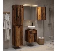 Ziaphsol Ensemble d'armoire de Salle de Bain en Bois Ancien avec miroirs LED intégrés, mobilier Mural Moderne, Grand Espace de Rangement, idéal pour Salle de Bain, Chambre ou entrée
