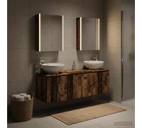 Ziaphsol Ensemble d'armoire de Salle de Bain en Bois Ancien avec miroirs Lumineux LED pour Rangement Mural Moderne, idéal pour Salle de Bain, Chambre ou entrée, Robuste et Facile à Assembler