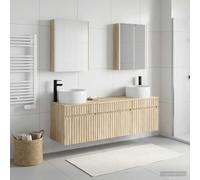 Ziaphsol Ensemble d'armoire de Salle de Bain en Bois d'ingénierie 5 pièces avec miroirs LED intégrés, Rangement Mural, Moderne, idéal pour Maison, Chambre ou entrée