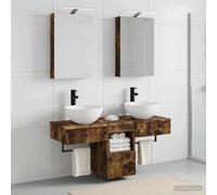 Ziaphsol Ensemble d'armoire de Salle de Bain en Bois d'ingénierie avec lumières LED, Meuble Mural Moderne, Grand Espace de Rangement, pour Salle de Bain, Chambre ou entrée, Finition chêne fumé