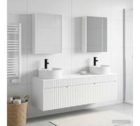 Ziaphsol Ensemble d'armoire de Salle de Bain Moderne en Bois d'ingénierie avec éclairage LED 5 pièces pour Rangement intérieur Espace optimisé et Style Contemporain