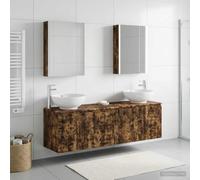 Ziaphsol Ensemble d'armoire de Salle de Bain Moderne en Bois d'ingénierie avec miroirs Lumineux LED, Rangement Mural Pratique, Finition chêne fumé, idéal pour Espace Compact et Style Contemporain