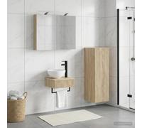 Ziaphsol Ensemble d'armoire de Salle de Bain Mural 4 pièces en Bois d'ingénierie avec LED, Grand Espace de Rangement, Design Moderne, idéal pour Salle de Bain, Chambre ou entrée, Durable et Pratique
