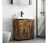 Ziaphsol Ensemble d'armoire de Salle de Bain Tulum en Bois d'ingénierie Chêne fumé avec Grand Espace de Rangement Finition Mate pour Salle de Bain Moderne