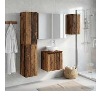 Ziaphsol Ensemble d'armoires de Salle de Bain en Bois Ancien avec éclairage LED pour Rangement Mural Moderne 5 pièces idéal pour Chambre, entrée ou Salle de Bain, Design Pratique et Durable