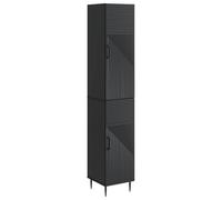 Ziaphsol Ensemble d'armoires en bois noir - 33 x 34,5 x 89,5 cm - 2 pièces - Buffet et étagère murale avec espace de rangement pour salon, salle à manger, couloir et cuisine - Meuble polyvalent pour