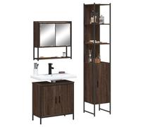 Ziaphsol Ensemble de 3 meubles de salle de bain marron aspect chêne aspect bois 60 x 16 x 60 cm Armoire miroir Grand espace de rangement résistant à l'humidité