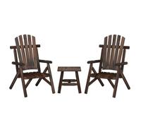 Ziaphsol Ensemble de 3 pièces de salon de jardin en épicéa massif de style Adirondack avec 2 chaises et table d'appoint pour terrasse, balcon, jardin, ensemble de meubles d'extérieur robustes