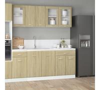 Ziaphsol Ensemble de 4 Meubles de Cuisine Lyon en chêne Sonoma avec Armoire Buffet et étagère Murale pour Rangement Pratique dans Salle à Manger ou Salon