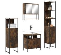 Ziaphsol Ensemble de 4 meubles de salle de bain en bois de chêne fumé, 60 x 16 x 60 cm, armoire à miroir, espace de rangement spacieux, résistant à l'humidité, design moderne pour salle de bain