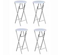 Ziaphsol Ensemble de 4 Tables de Bar Pliantes en MDF Blanc avec Pieds en Acier 60 x 60 x 112 cm idéal pour Camping Jardin Balcon terrasse Cuisine Salon Salle à Manger