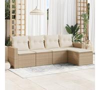 Ziaphsol Ensemble de 5 meubles d'extérieur en polyrotin beige, résistant aux UV, avec espace de rangement, sac imperméable et housses de coussin lavables, pour terrasse et balcon