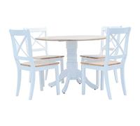 Ziaphsol Ensemble de 5 pièces en bois d'hévéa massif, blanc et marron, table 106 x 75 cm, 4 chaises, laqué poli pour salle à manger, cuisine, ensemble de meubles durables pour famille et invités
