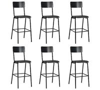 Ziaphsol Ensemble de 6 chaises de Bar Noires en contreplaqué Solide et Acier Durable, empilables pour Cuisine, Salle à Manger ou bistrot, avec Surface polie et stabilité renforcée