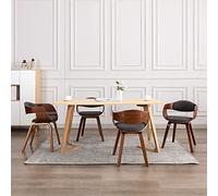 Ziaphsol Ensemble de 6 chaises de Salle à Manger en Bois courbé et Tissu Gris, fauteuils ergonomiques rembourrés pour Cuisine, Salon, comptoir ou ilot Central, Style scandinave Moderne