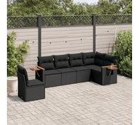 Ziaphsol Ensemble de 6 meubles de jardin en polyrotin noir modulaire avec espace de rangement, résistant aux UV, aux intempéries, pour terrasse, balcon, jardin