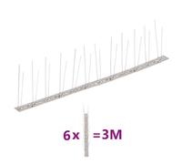Ziaphsol Ensemble de 6 Pointes en INOX Contre Oiseaux et nuisibles, 3 m, avec Pics en 2 rangées, Protection Efficace pour Jardin, terrasse, Balcon ou Cour Contre Pigeons, Rats, Chats, Renards