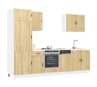 Ziaphsol Ensemble de 7 Meubles de Cuisine Porto en chêne Sonoma avec armoires, Buffet, vaisselier, Placard et étagère pour Rangement Pratique dans Salle à Manger ou Salon