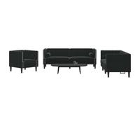 Ziaphsol Ensemble de canapé Chesterfield Noir en Velours avec traversins 3 pièces Convertible modulable pour Salon séjour Chambre Bureau Style Vintage Moderne