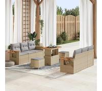 Ziaphsol Ensemble de canapé de Jardin 9 pcs Beige polyrotin avec Coussins Amovibles, Table Basse, accoudoirs modulaires, mobilier extérieur pour terrasse, Patio, Balcon, réception et détente