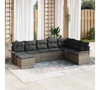 Ziaphsol Ensemble de canapé de Jardin modulaire 8 pcs Gris en Poly rotin avec Coussins Amovibles, résistant aux intempéries, idéal pour terrasse Balcon Patio et détente en extérieur