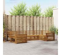 Ziaphsol Ensemble de canapé d'extérieur 6 pièces naturel en bois d'acacia massif laqué résistant aux intempéries, 325 x 172,5 x 73 cm, salon modulaire avec accoudoirs pour terrasse et jardin, salon et