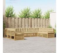 Ziaphsol Ensemble de canapé d'extérieur 9 pièces en bois d'acacia massif avec peinture résistante aux intempéries pour jardin et terrasse, avec coussins d'assise et coussins de dossier