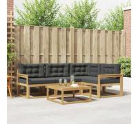 Ziaphsol Ensemble de canapé d'extérieur en bois d'acacia massif avec design à lattes, salon modulaire pour terrasse et jardin, avec accoudoirs et dossier pour un salon confortable et un paysage de vie