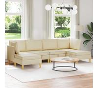 Ziaphsol Ensemble de canapé modulaire avec espace de rangement, 6 pièces, tissu crème, ensemble de meubles avec groupe de sièges, paysage de vie pour salon et terrasse, rangement et confort
