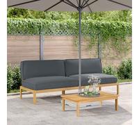 Ziaphsol Ensemble de canapé uni anthracite 240 x 92 x 69 cm en bois d'acacia massif avec coussins résistants aux intempéries, salon modulaire pour terrasse et jardin, ensemble de canapé d'extérieur