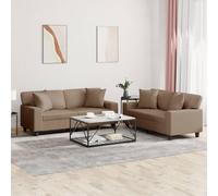 Ziaphsol Ensemble de canapés 2 pièces en Similicuir Cappuccino avec Coussins, canapé Convertible modulable, Design scandinave Moderne pour Salon, séjour ou Bureau