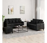 Ziaphsol Ensemble de canapés 3 pièces avec Coussins en Velours Noir pour Salon séjour, canapé modulable, Relax inclinable, canapé Convertible, canapé réversible, Design Moderne et Vintage