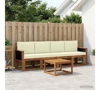 Ziaphsol Ensemble de canapés d'extérieur 4 pièces en Bois d'acacia Massif Naturel et crème, mobilier modulable pour Jardin terrasse, Design résistant aux intempéries, Confort et durabilité assurés