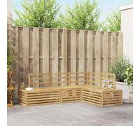 Ziaphsol Ensemble de canapés d'extérieur Blanc en Bois d'acacia Massif, Salon modulable 4 pièces, canapé Fauteuil Pouf Angle Module, terrasse Patio Balcon véranda, Dossier avec Bon Soutien