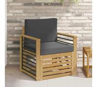 Ziaphsol Ensemble de canapés d'extérieur modulable en Bois d'acacia Massif Blanc, Coussins Anthracite en Polyester, canapé, Fauteuil, Pouf, Angle, Module