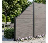Ziaphsol Ensemble de clôture 5 pcs panneau cloture en WPC composite et aluminium gris 792 x 186 cm avec poteau fixation pour jardin terrasse balcon extérieur séparation intimité