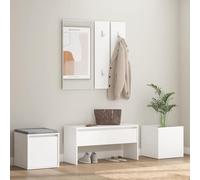Ziaphsol Ensemble de garde-robe en bois blanc avec miroir, boîte de rangement, tiroir, jardinière, 80 x 30,5 x 40 cm, pour couloir, entrée, espace de rangement