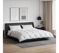 Ziaphsol Ensemble de literie avec Couette et oreillers 3 pièces Blanc en Plume de Canard, Coton Respirant, Design matelassé à Points carrés, idéal pour Chambre Moderne, Confort Douillet Hiver