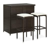 Ziaphsol Ensemble de Meuble de Salle à Manger en résine tressée Marron avec Table, 2 tabourets, étagères, Coussins Amovibles pour Salon, séjour ou Espace Convivial intérieur ou extérieur