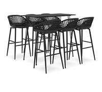 Ziaphsol Ensemble de Meuble de Salle à Manger Noir avec Table et 6 chaises Robustes pour Salon séjour Convivial, idéal pour aménager Votre Espace Repas ou Bar intérieur