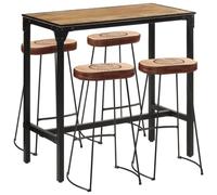 Ziaphsol Ensemble de Meuble Salle à Manger avec Table en Bois de manguier Massif et métal 5 pièces pour Salon séjour Convivial avec chaises, Buffet et étagères