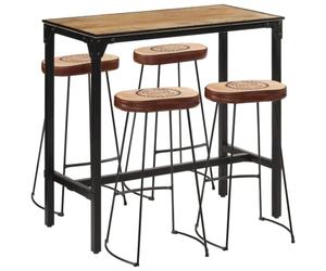 Ziaphsol Ensemble de Meuble Salle à Manger avec Table en Bois de manguier Massif et métal 5 pièces pour Salon séjour Convivial avec chaises, Buffet et étagères