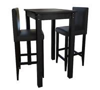 Ziaphsol Ensemble de Meuble Salle à Manger avec Table Noire et 2 tabourets Fixes en Cuir synthétique pour Espace Convivial Cuisine Salon séjour