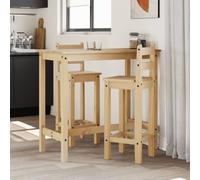 Ziaphsol Ensemble de Meuble Salle à Manger en Bois de pin Massif Comprenant Une Table de Bar et Deux chaises Confortables pour Cuisine Salon séjour Convivial